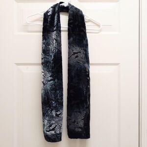 Cocoon House Velvet Burnout Scarf Silk Blend Gray Black OS Witchy Goth Boho
